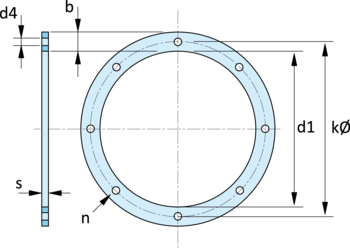 Drawing showing the dimensions of a flat flange