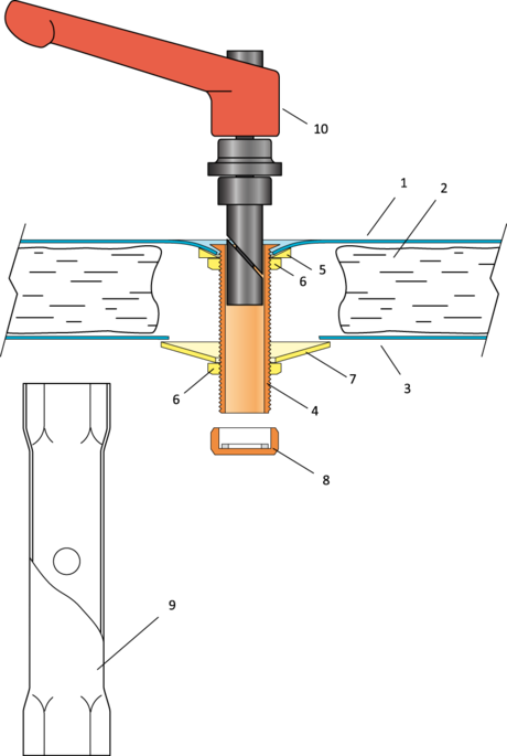 Zeichnung mit einer METU-Abflussarmatur für doppelwandige Kanäle